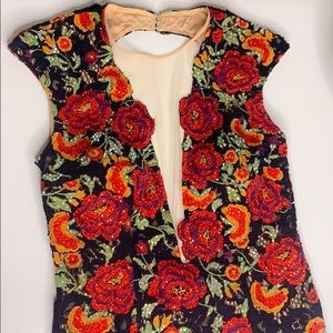 Jovani Embroidered Embellished Rose Cocktail Dress